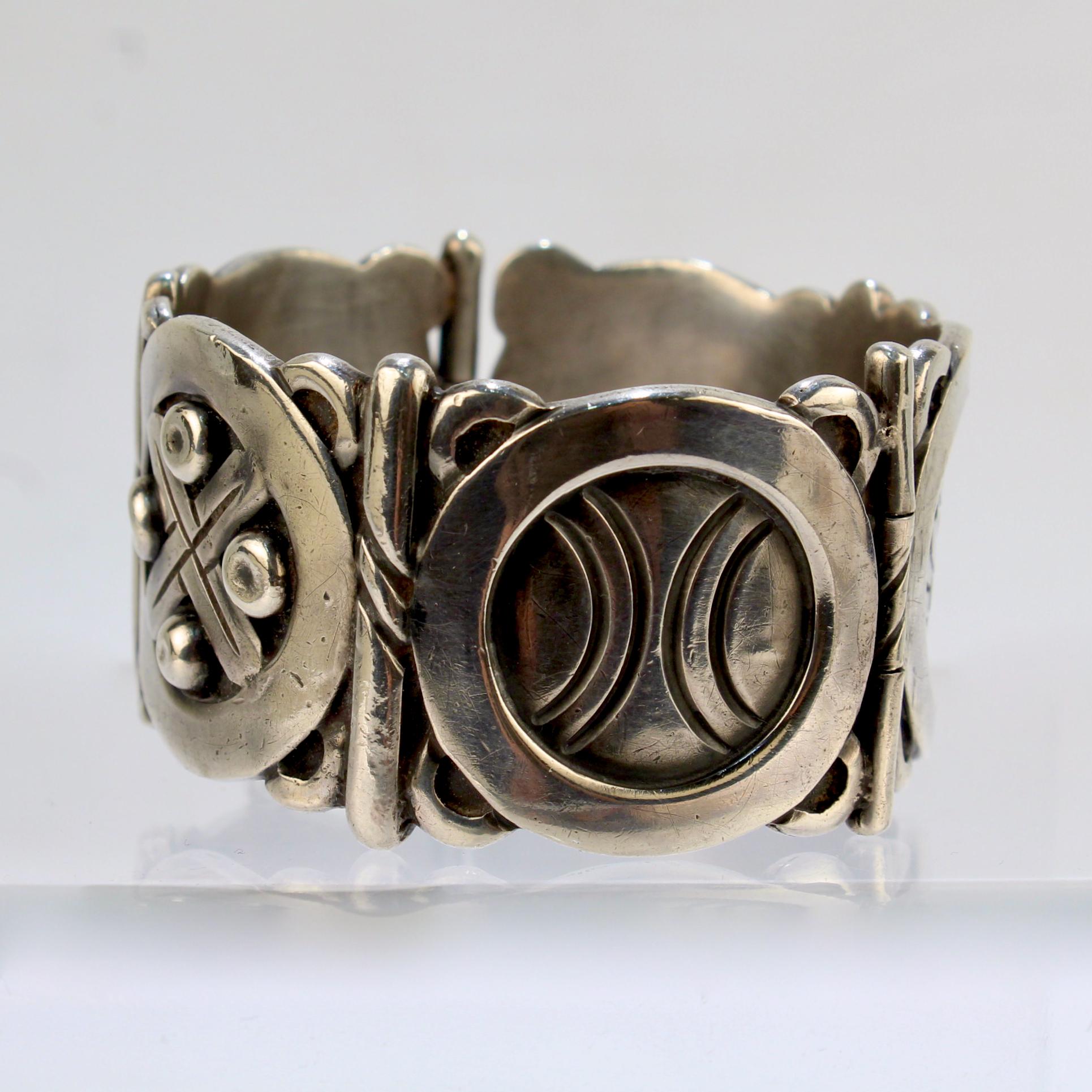Hector Aguilar Vintage Mexican Sterling Silver Cuff Bangle Bracelet 4