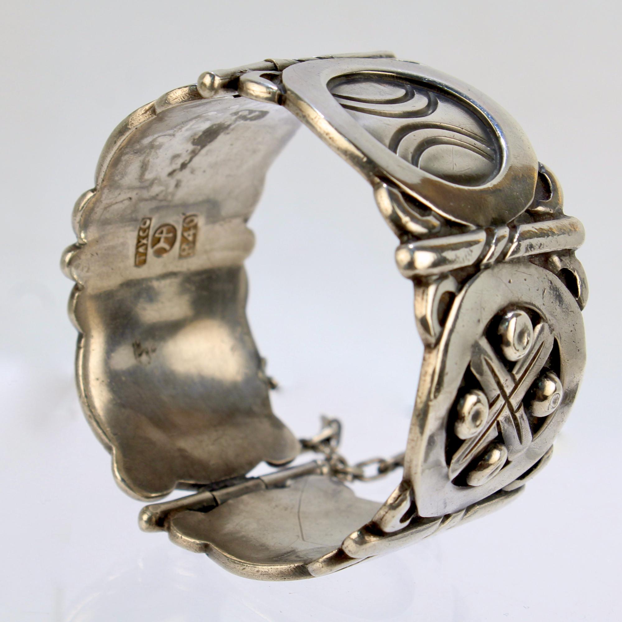 Retro Hector Aguilar Vintage Mexican Sterling Silver Cuff Bangle Bracelet