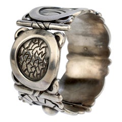 Hector Aguilar Vintage Mexican Sterling Silver Cuff Bangle Bracelet
