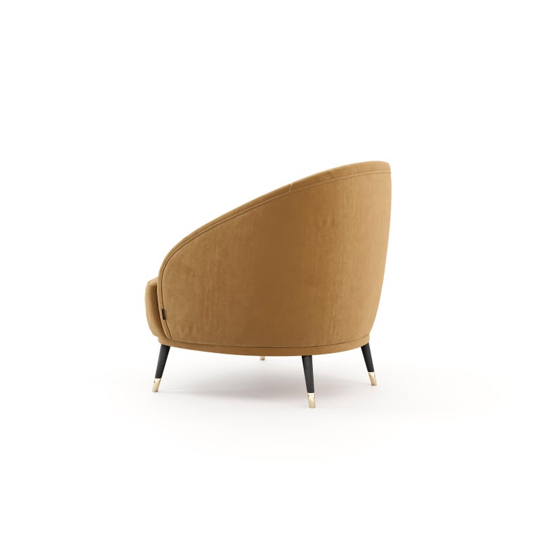 Hand-Crafted Hector Armchair, Portuguese 21st Century Contemporary Upholstered with Fabric For Sale