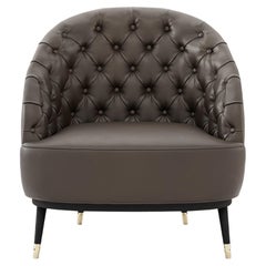 Hector Armchair with Buttons in Leather, Contemporary Portuguese Design