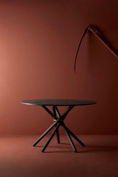 Hector Concrete Top and Dark Oak Legs Dining Table 120 by Eberhart Furniture