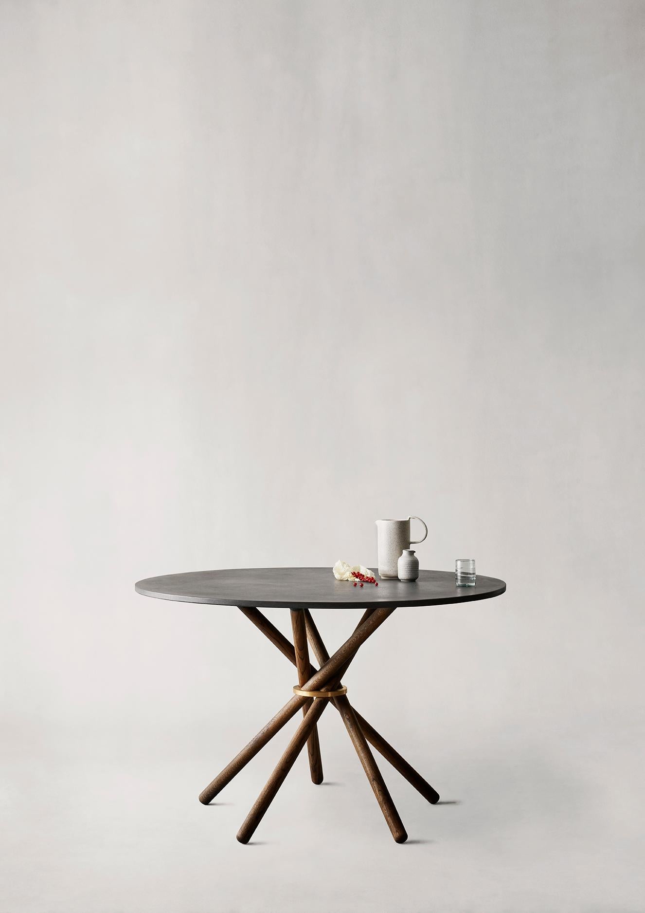 Danois Hector Concrete Top and Dark Oak Legs Dining Table 120 by Eberhart Furniture en vente