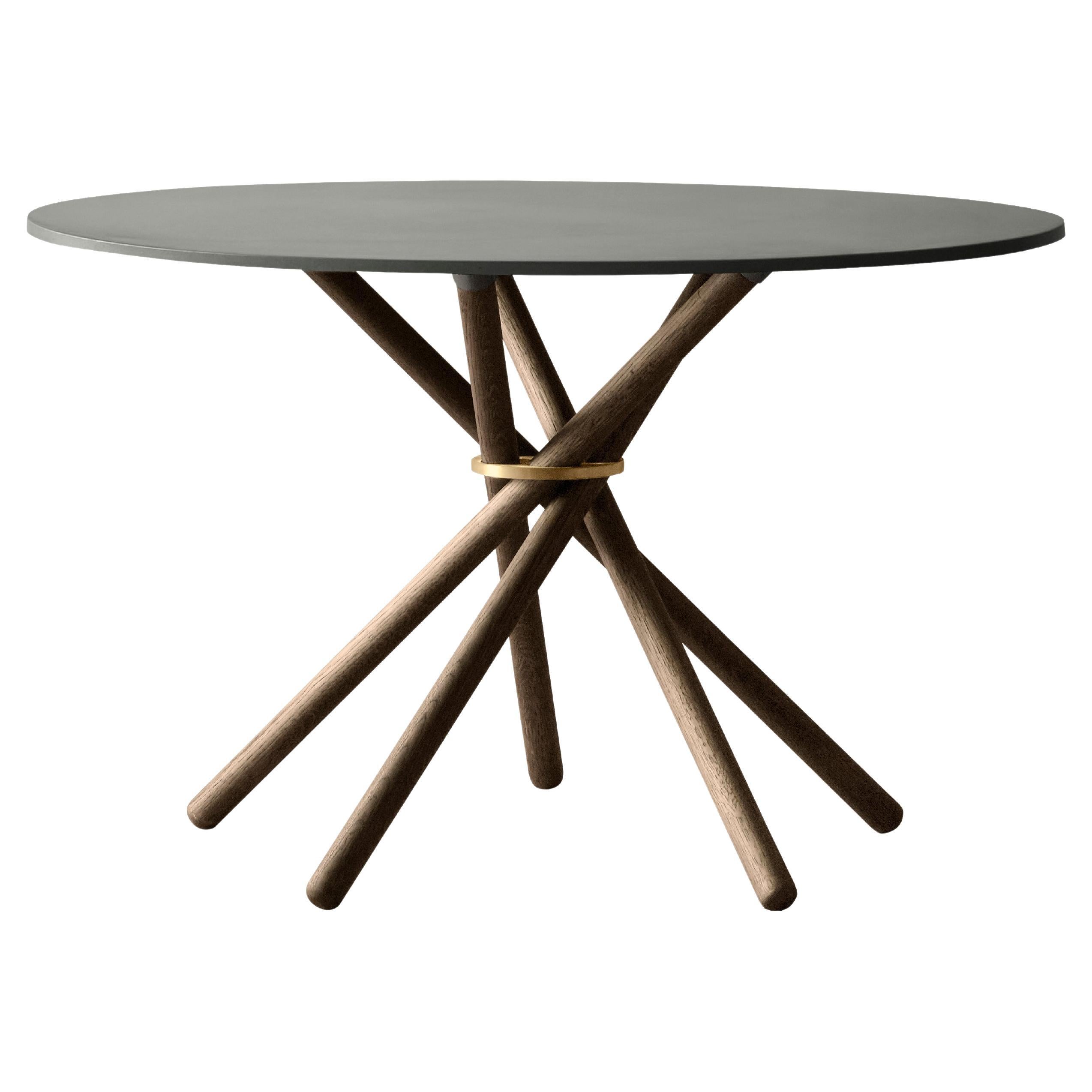 Hector Concrete Top and Dark Oak Legs Dining Table 120 by Eberhart Furniture