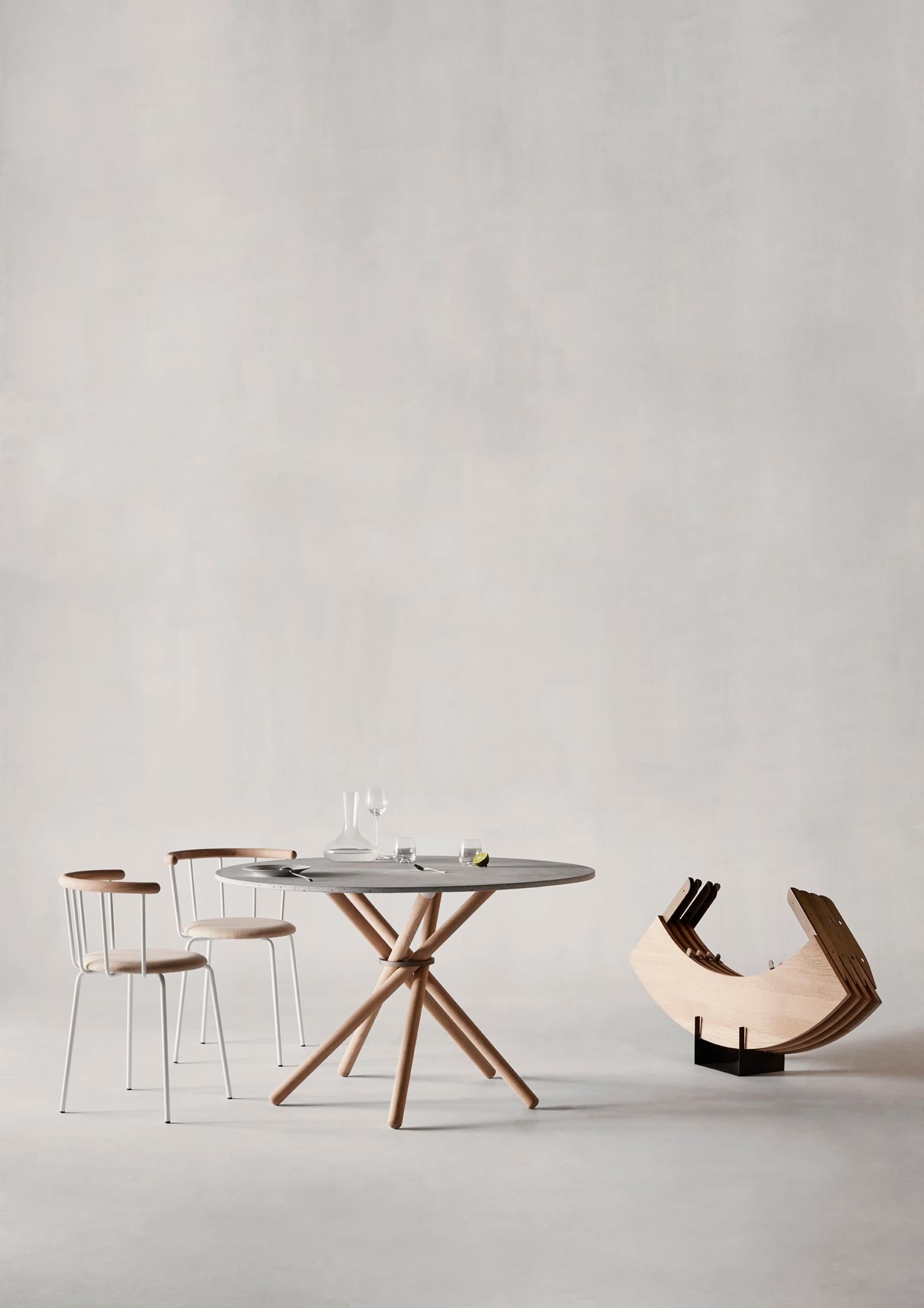 Hector Concrete Top and Light Oak Legs Dining Table 105 by Eberhart Furniture en vente 4