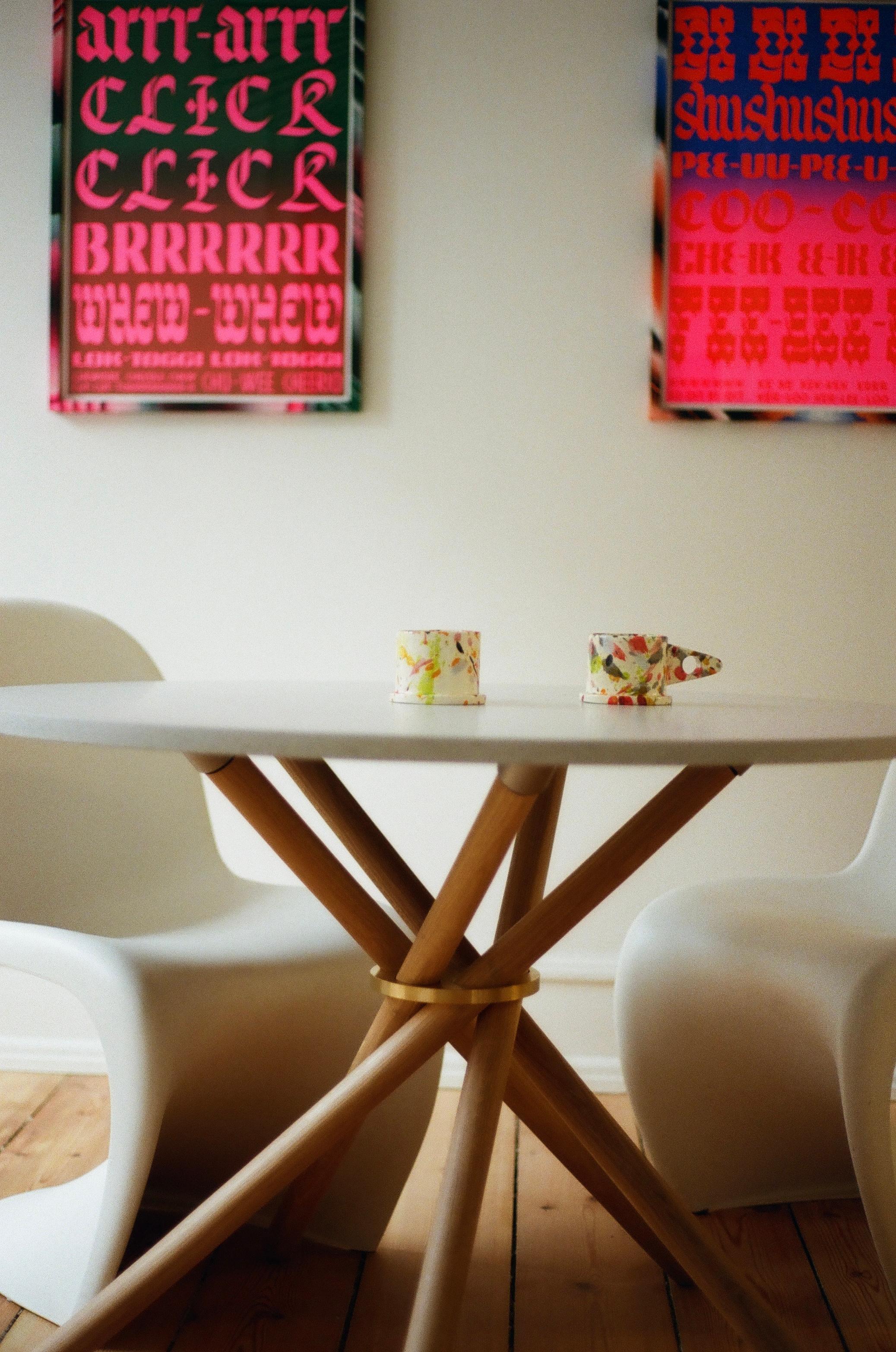 Métal Hector Concrete Top and Light Oak Legs Dining Table 105 by Eberhart Furniture en vente