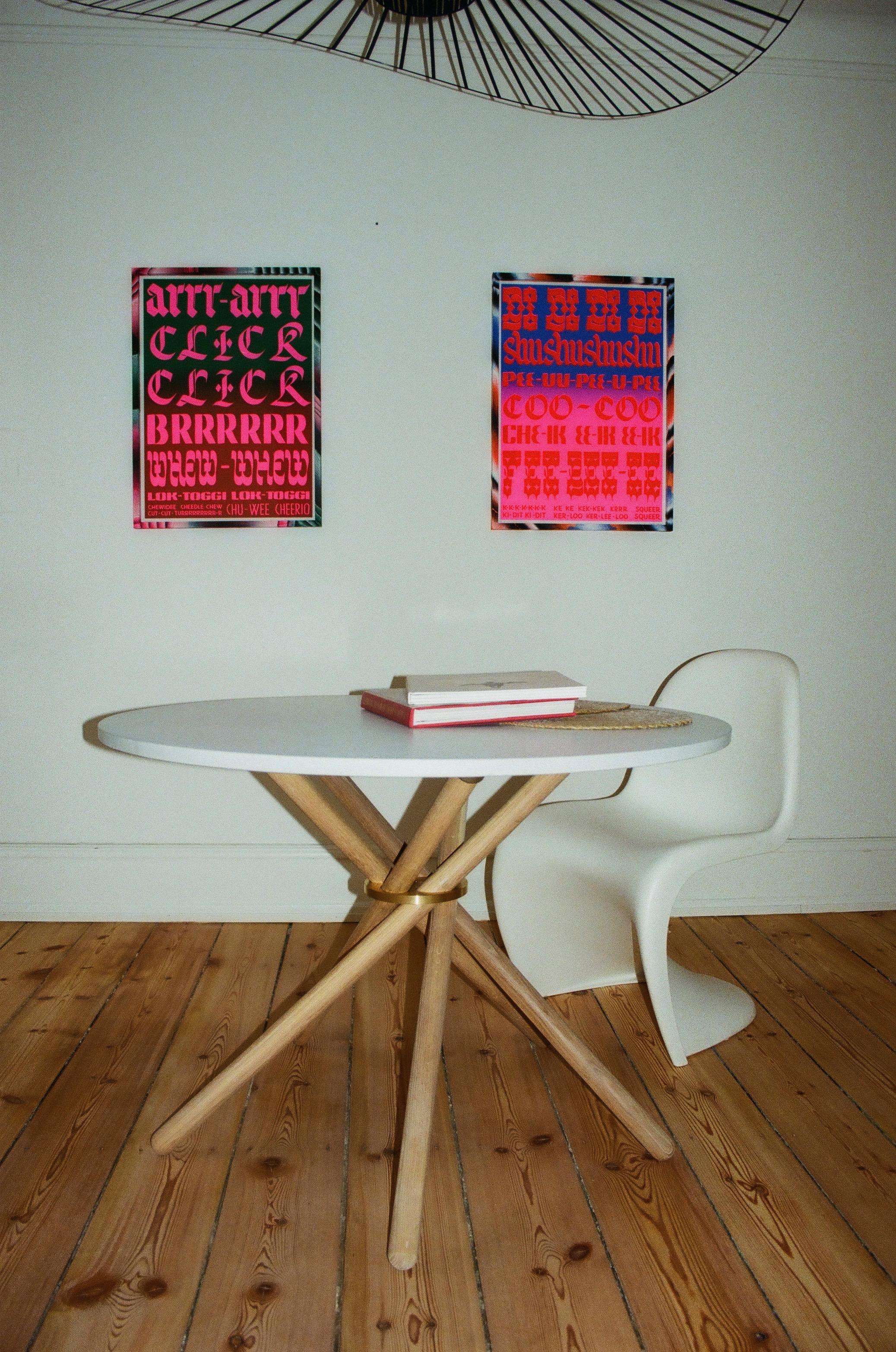 Hector Concrete Top and Light Oak Legs Dining Table 105 by Eberhart Furniture en vente 1