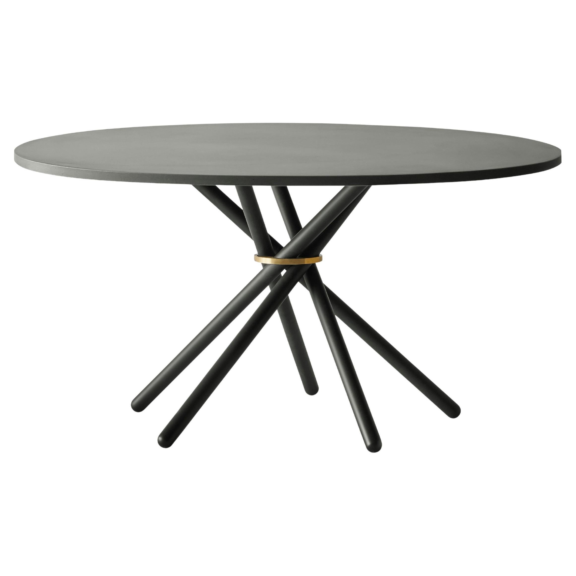 Hector Dark Concrete Top and Steel Legs Dining Table 140 by Eberhart Furniture