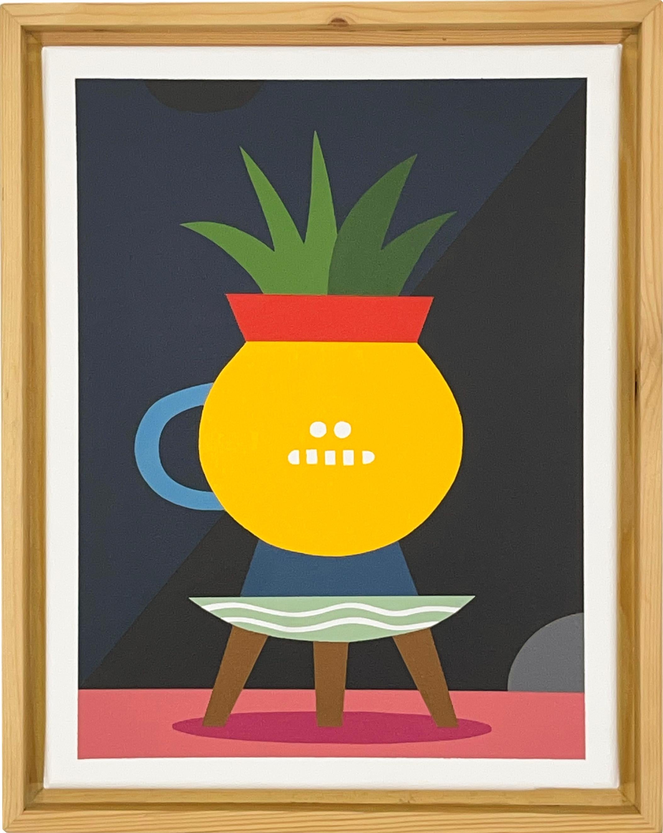 Anthropomorphic Still Life Interior Painting Geometric Figurative Artwork