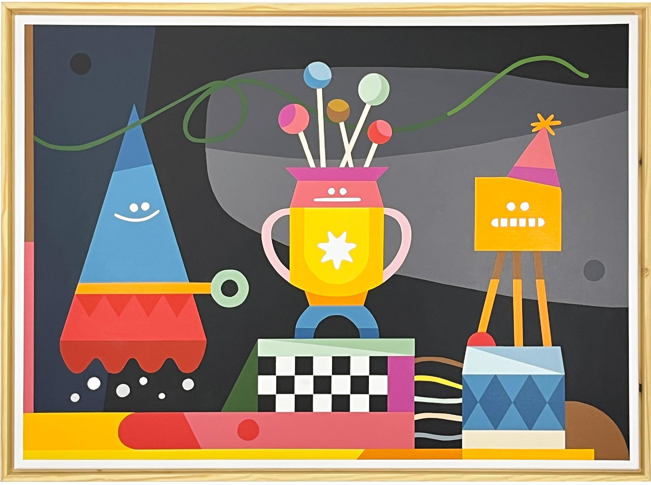 The Post Party Geometric Figurative Still Life Interior Painting Acrylic on Canv
