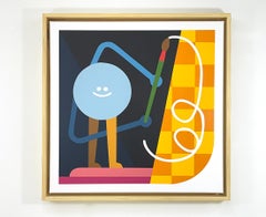Pintura alegre de personajes gráficos con pincel: obras de arte pop contemporáneo