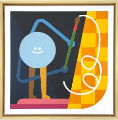 Viel Spaß beim Malen fröhlicher grafischer Figuren mit dem Pinsel – zeitgenössische Pop-Art-Kunstwerke