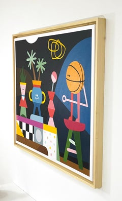 Play Off Geometric Figurative Painting With Anthropomorphic Basketball Player