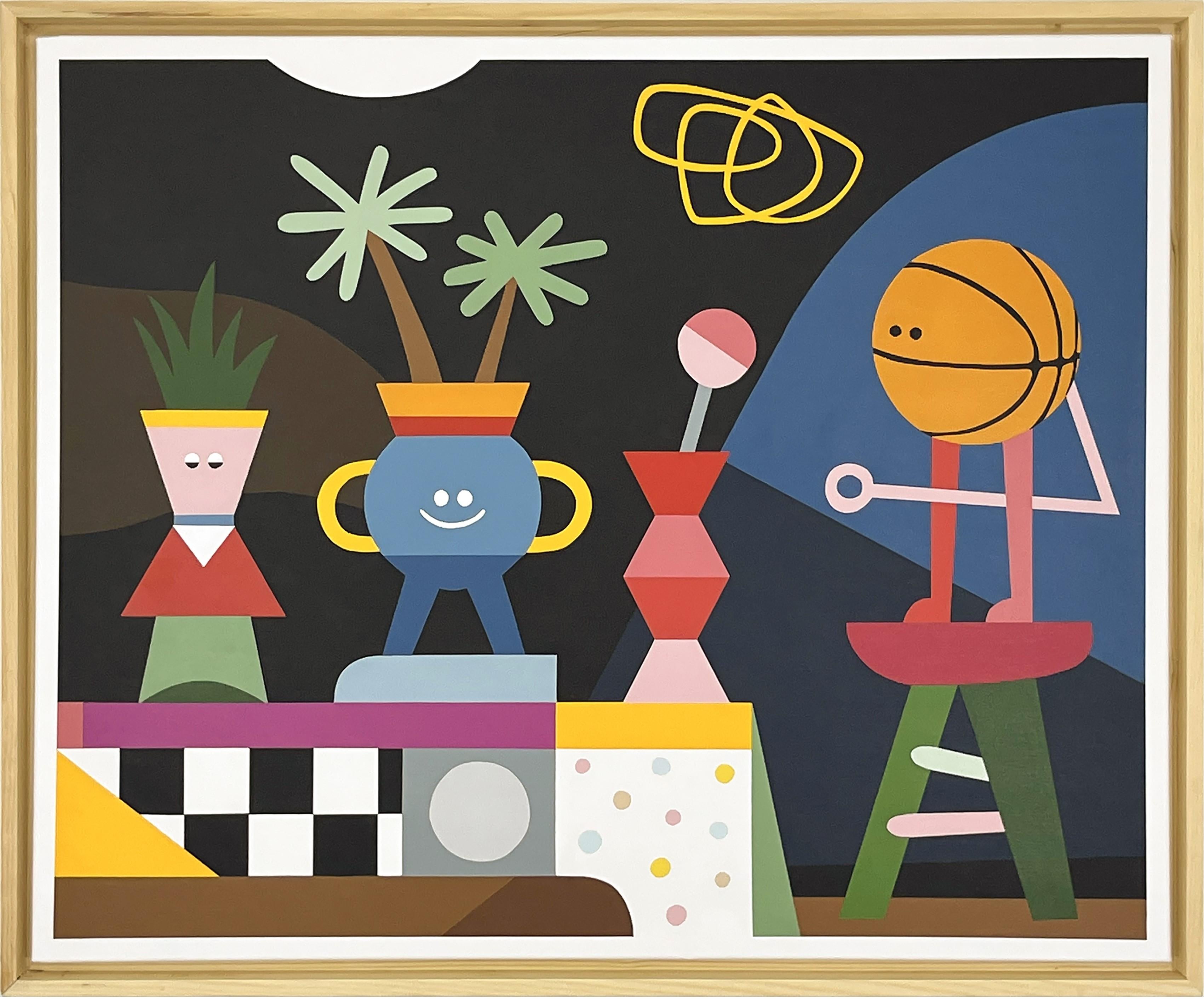 Play Off Geometric Figurative Interior Painting with Basketball Character
