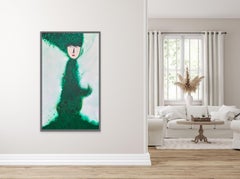 Bright Vibrant Emerald Green Figurative Portrait by Cuban Artist Hector Frank