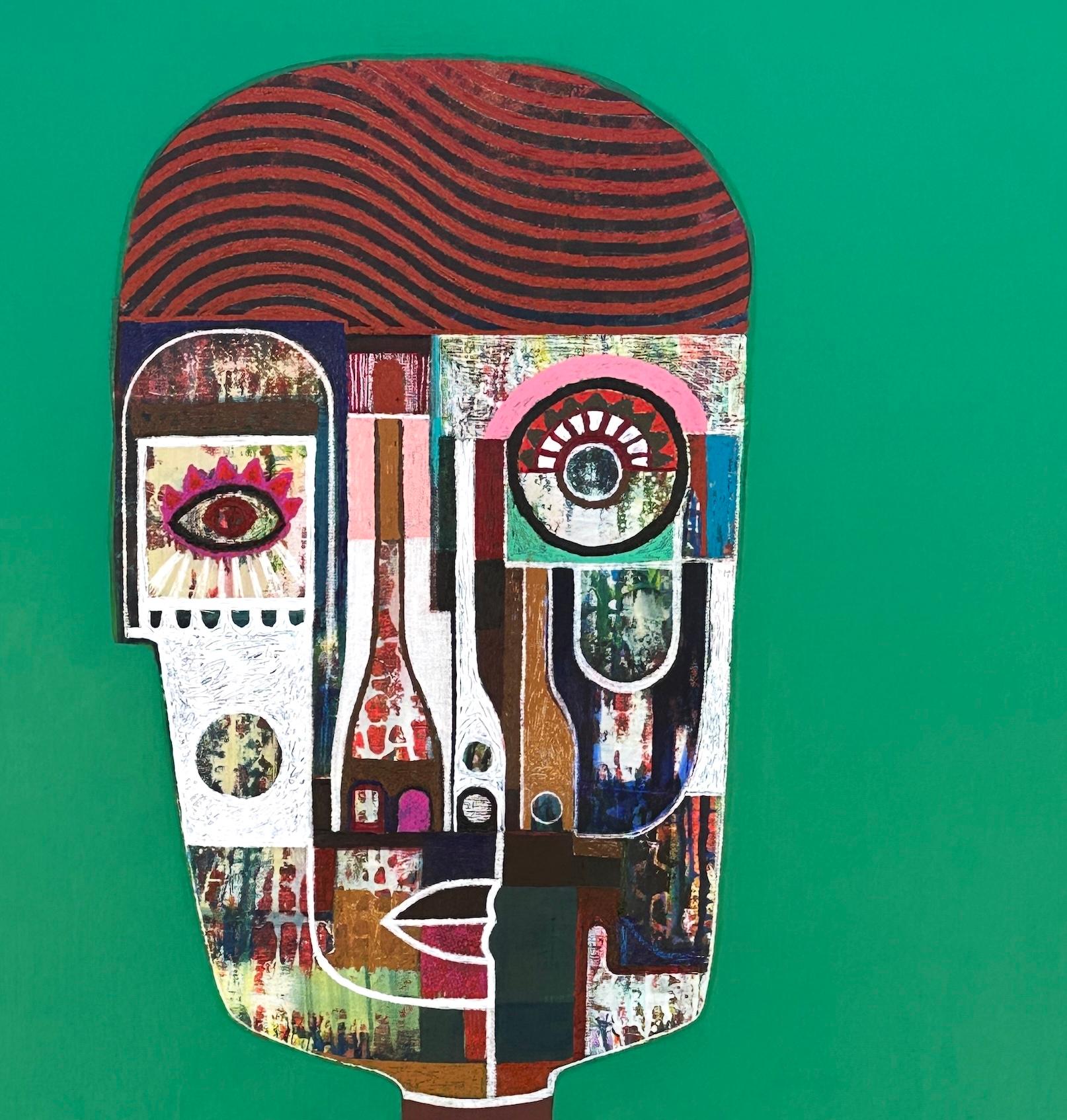 Portrait figuratif en techniques mixtes Greene & Greene de l'artiste cubain Hector Frank en vente 2