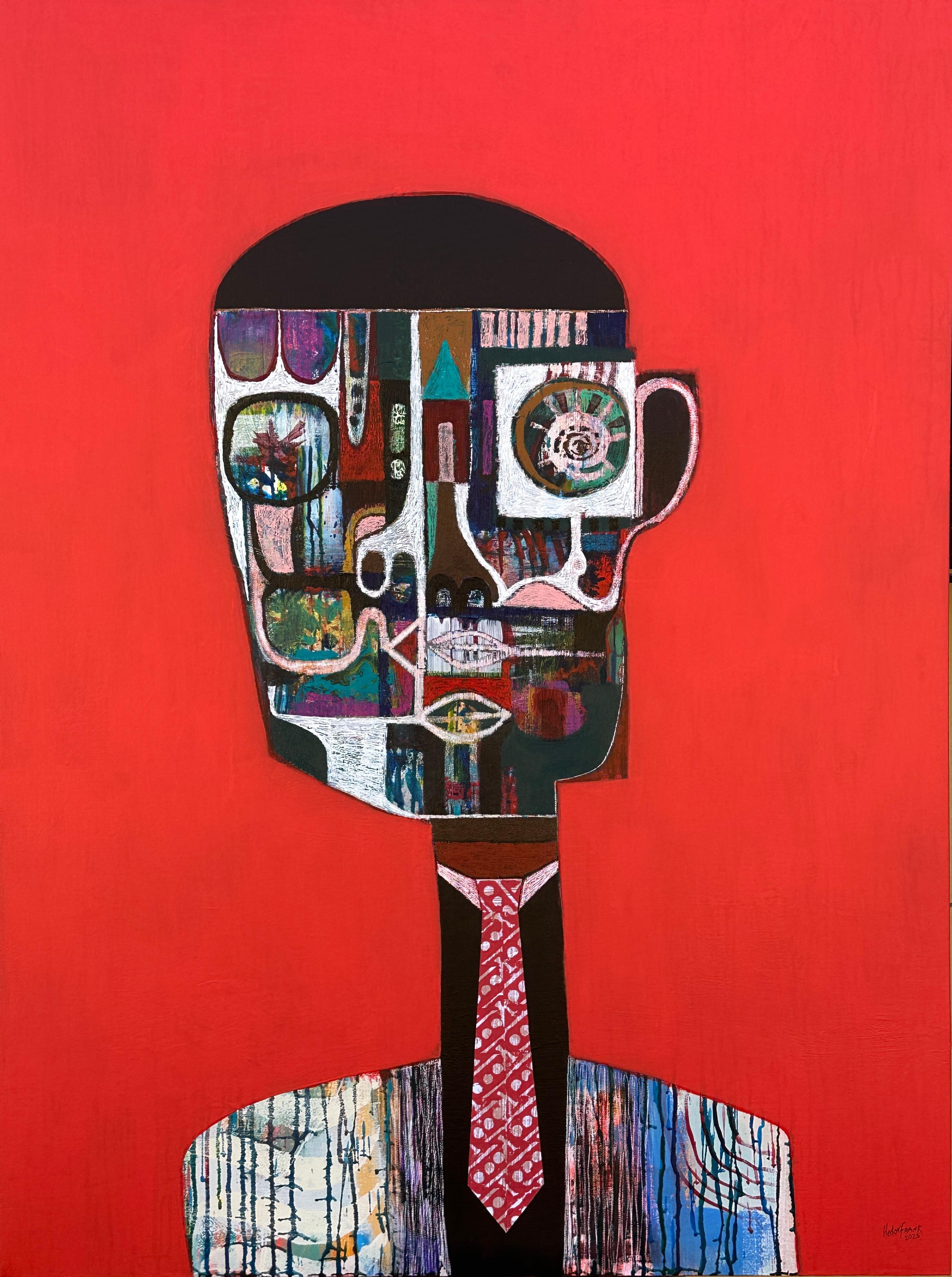 Figuratives Mixed-Media-Porträt des kubanischen Künstlers Hector Frank