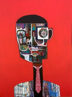 Figuratives Mixed-Media-Porträt des kubanischen Künstlers Hector Frank