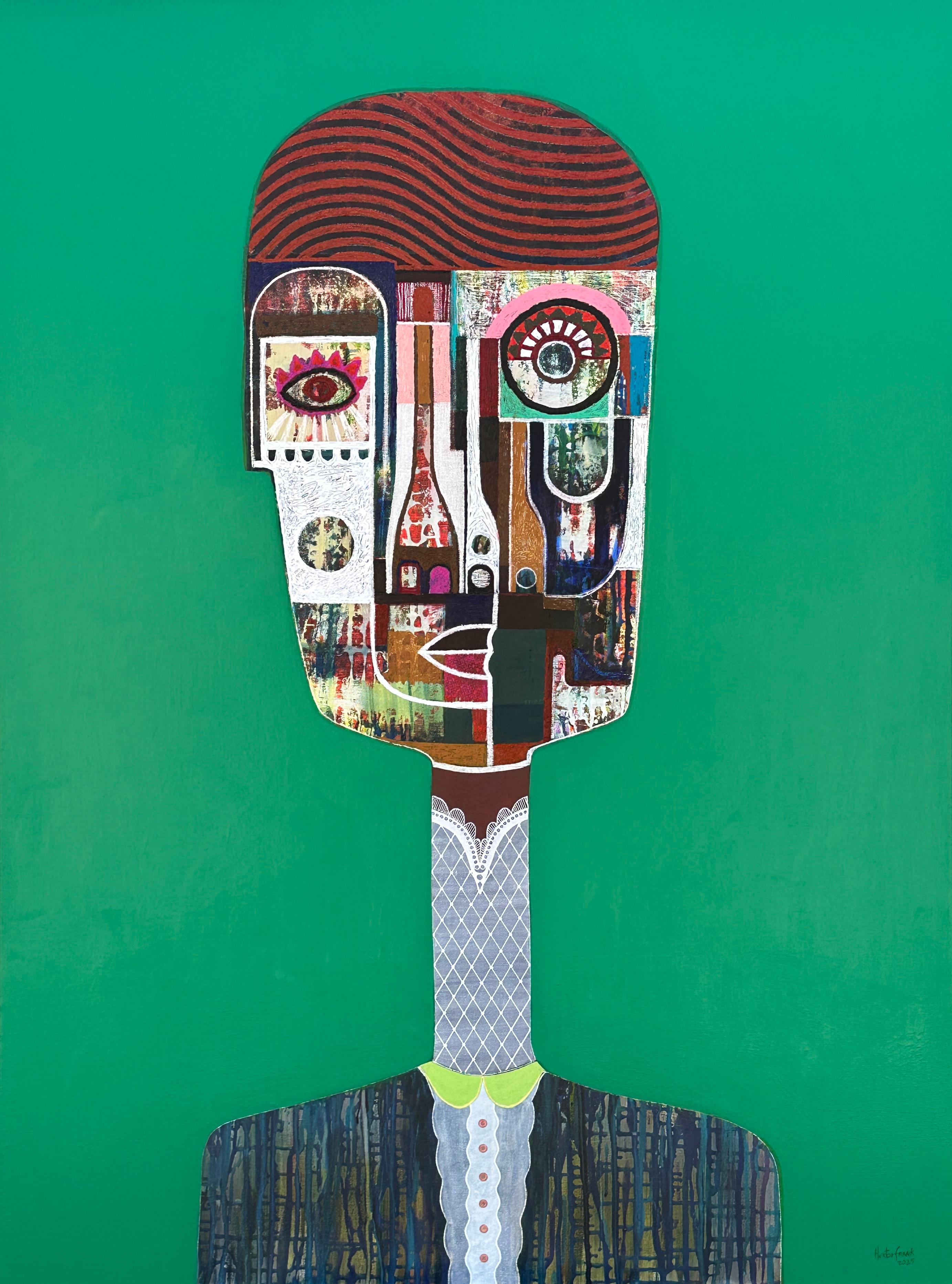Figuratives Mixed-Media-Porträt des kubanischen Künstlers Hector Frank
