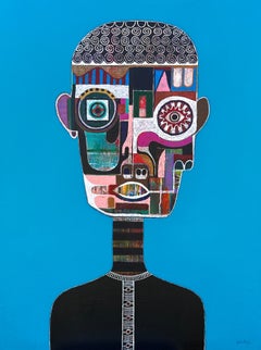 Ritratto figurativo a tecnica mista dell'artista cubano Hector Frank