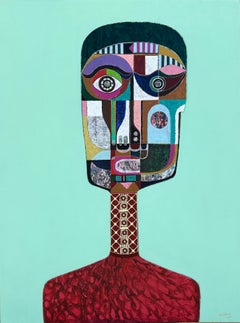 Figuratives Mixed-Media-Porträt des kubanischen Künstlers Hector Frank