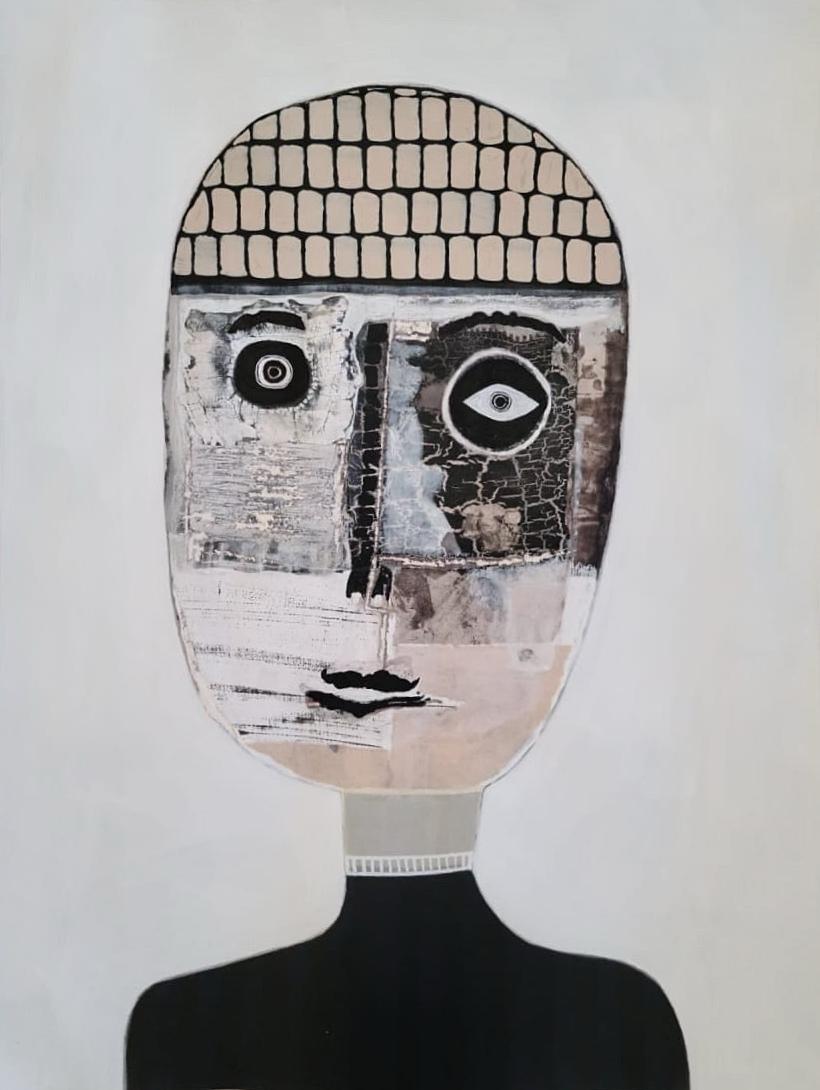 Figurative Neutral Portrait on Artist Arches Paper by Hector Frank 1