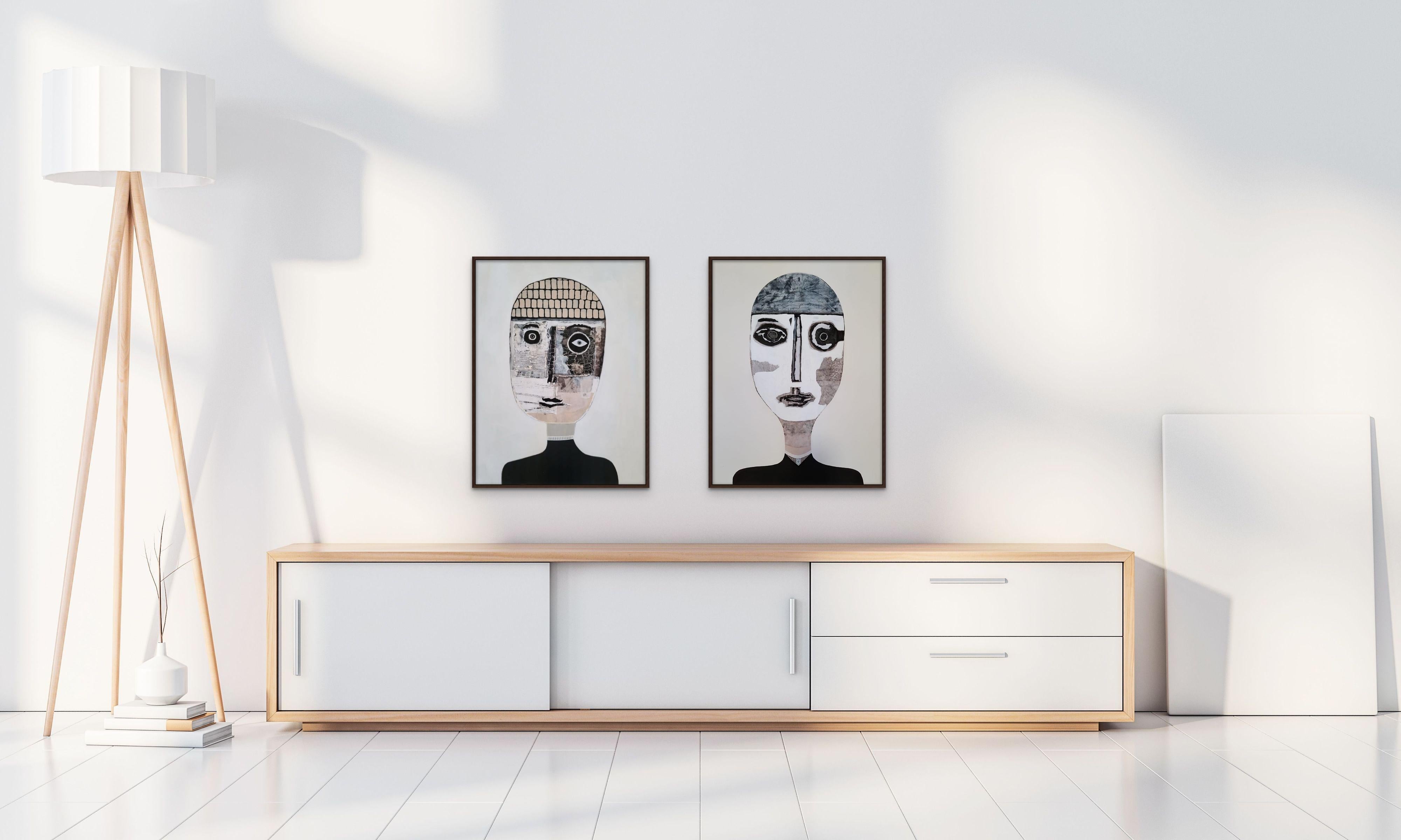 Figurative Neutral Portrait on Artist Arches Paper by Hector Frank 2