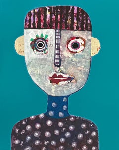 Ritratto originale figurativo dipinto dall'artista cubano Hector Frank