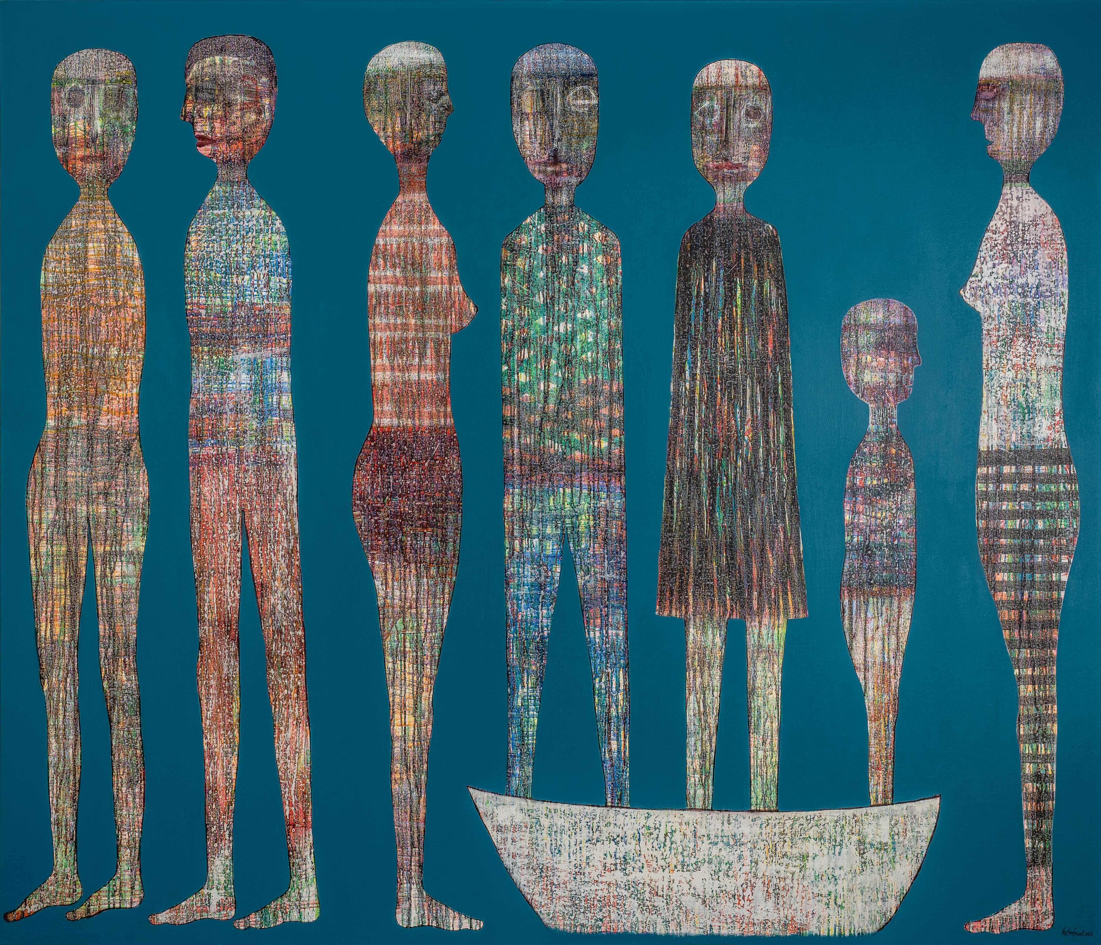 From the Series 'La Cola Infinita' - Mixed Painting by Cuban Master Hector Frank