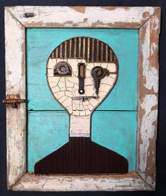 Portrait figuratif cubain sur bois de Hector Frank