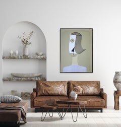 Neutral Acrylic Figurative Portrait by Cuban Artist Hector Frank