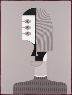 Retrato figurativo en acrílico neutro del artista cubano Hector Frank