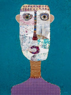 Portrait figuratif en technique mixte de l'artiste cubain Hector Frank