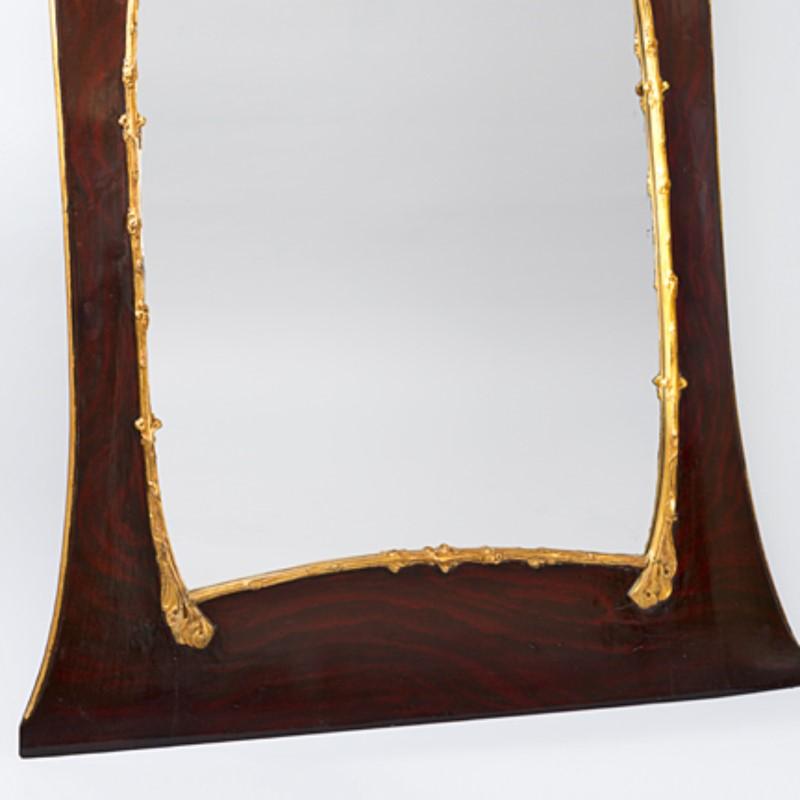 French Hector Guimard Faux Mahogany and Giltwood Mirror