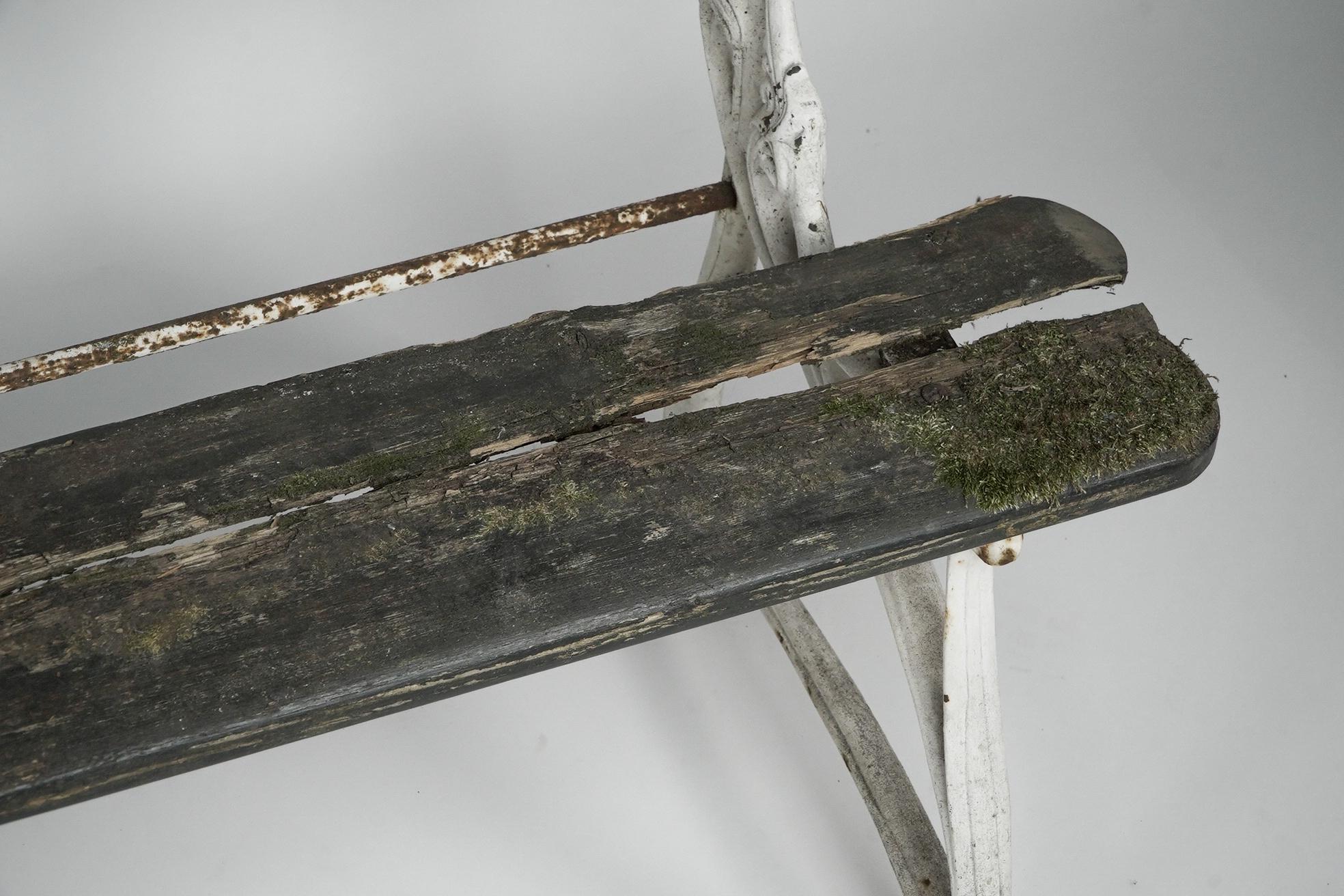 Hector Guimard, Garden bench, a rare example retaining its original wooden seat. For Sale 5