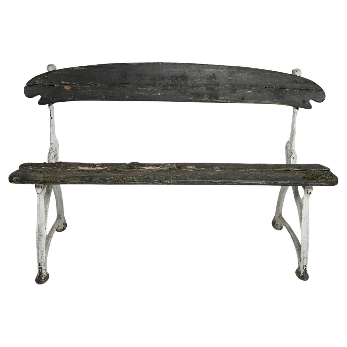 Hector Guimard, Garden bench, a rare example retaining its original wooden seat. For Sale