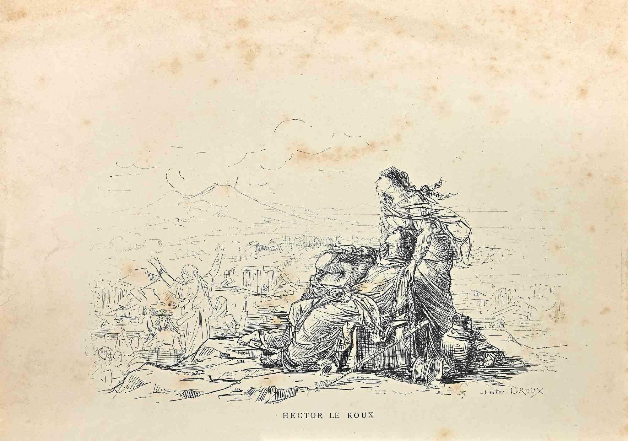 Desolation - Lithograph by Hector Le Roux - Late-19th Century