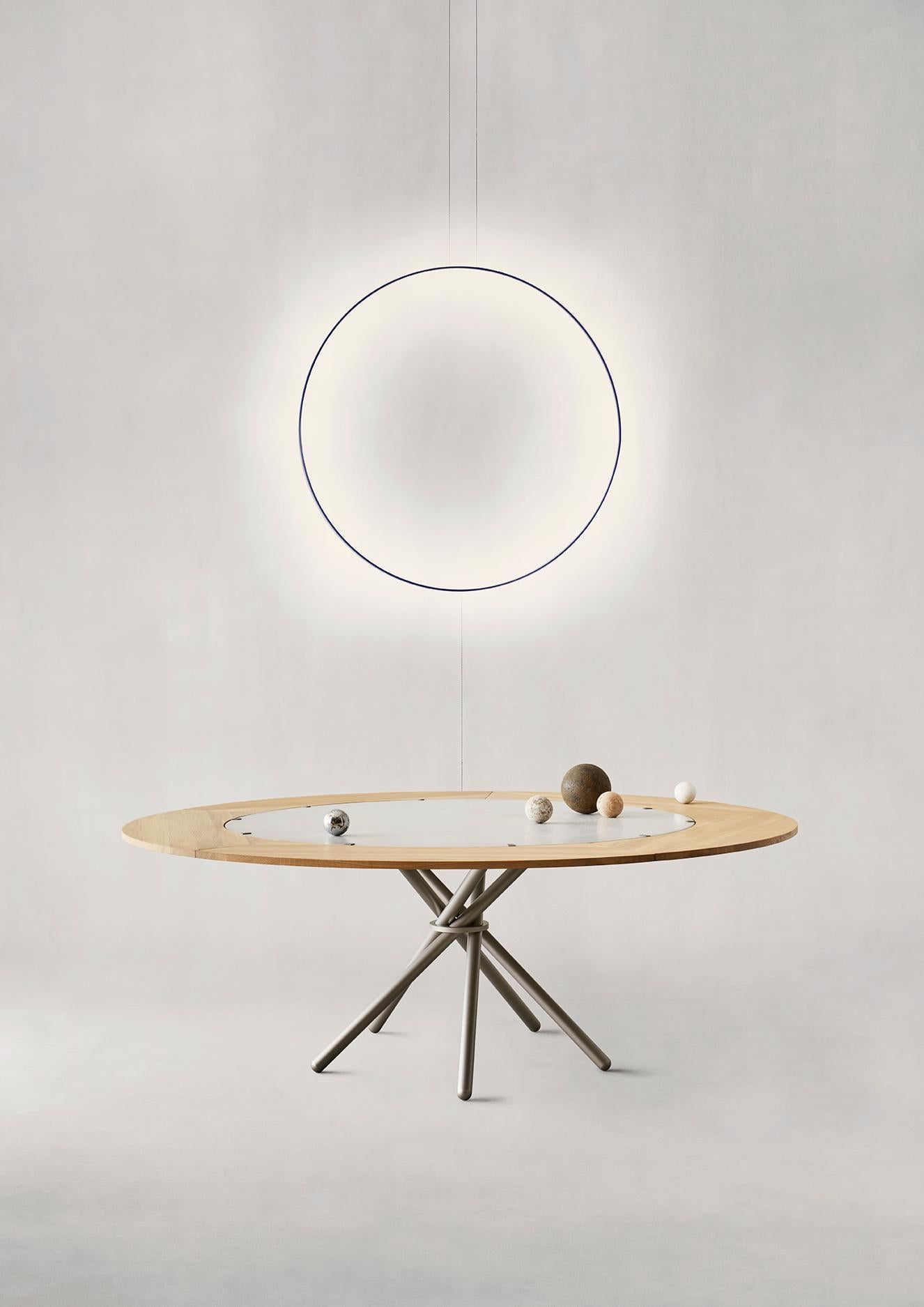 Moderne Hector Light Concrete Top and Steel Legs Dining Table 140 by Eberhart Furniture en vente