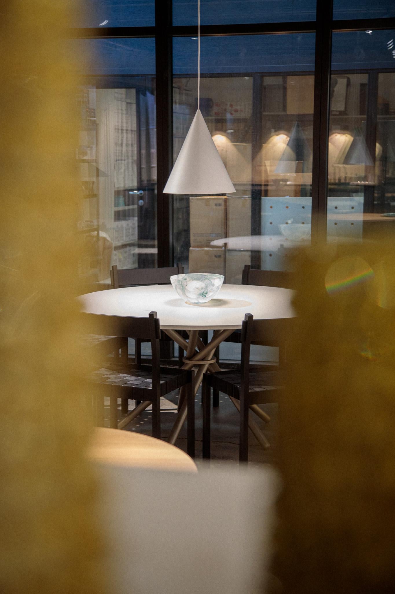 Danois Hector Light Concrete Top and Steel Legs Dining Table 140 by Eberhart Furniture en vente