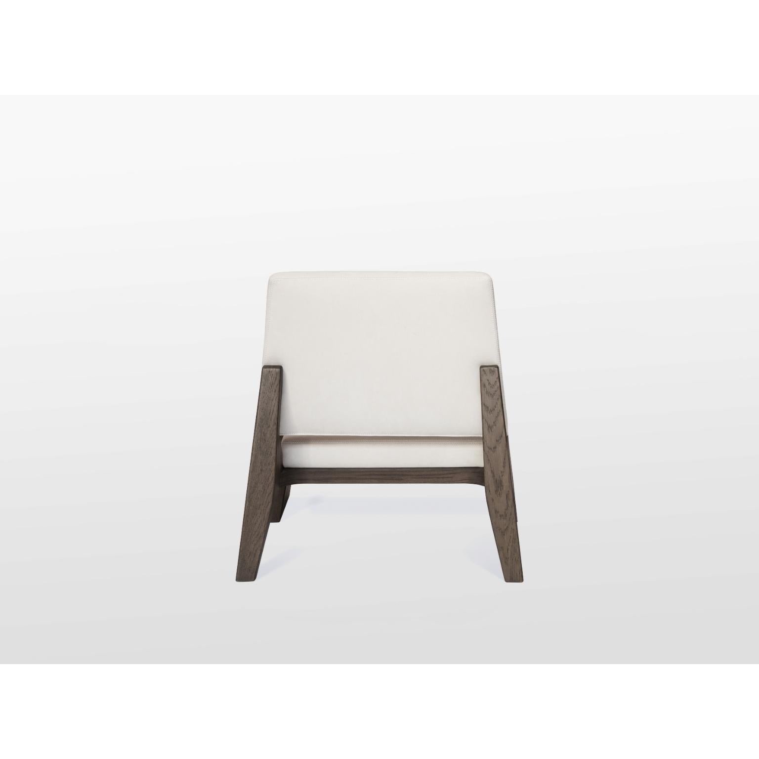 Chaise longue Hector en chêne teinté brun moyen et cuir nubuck par OZA Design en vente 2