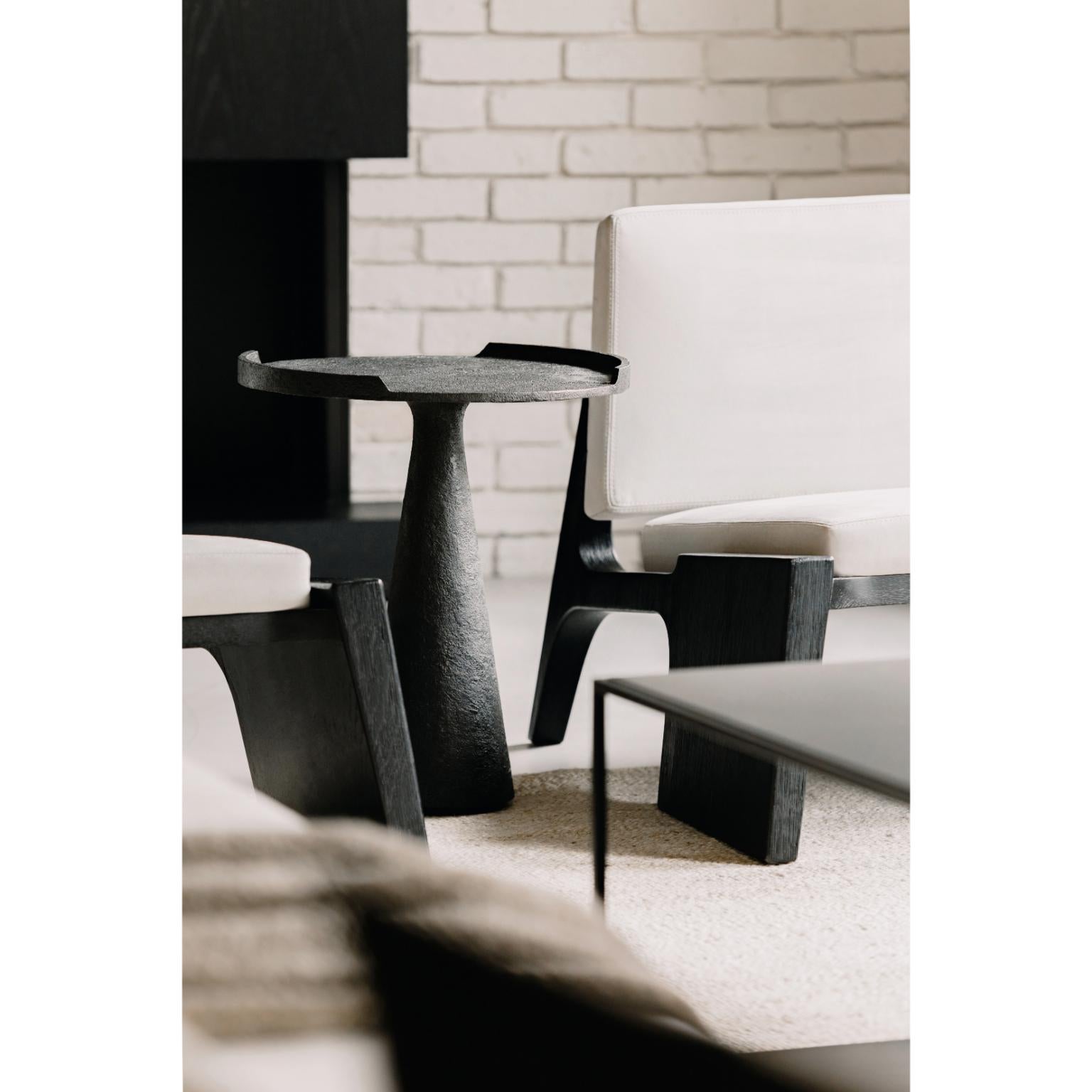 Cuir Chaise longue Hector en chêne teinté brun moyen et cuir nubuck par OZA Design en vente