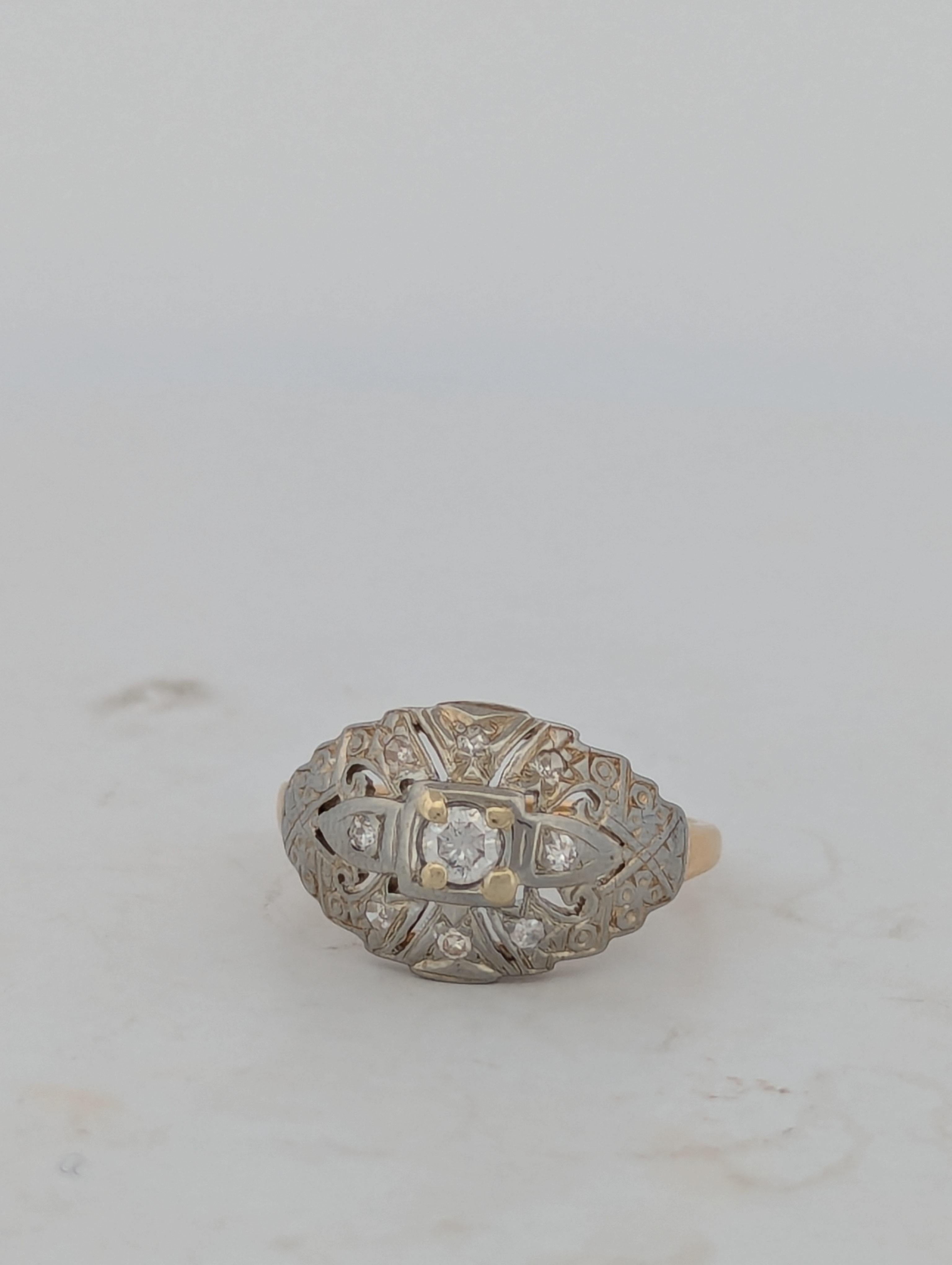 Modern Hedda 10k Yellow Gold Diamond Ring – Size 7 Fine Jewelry For Sale