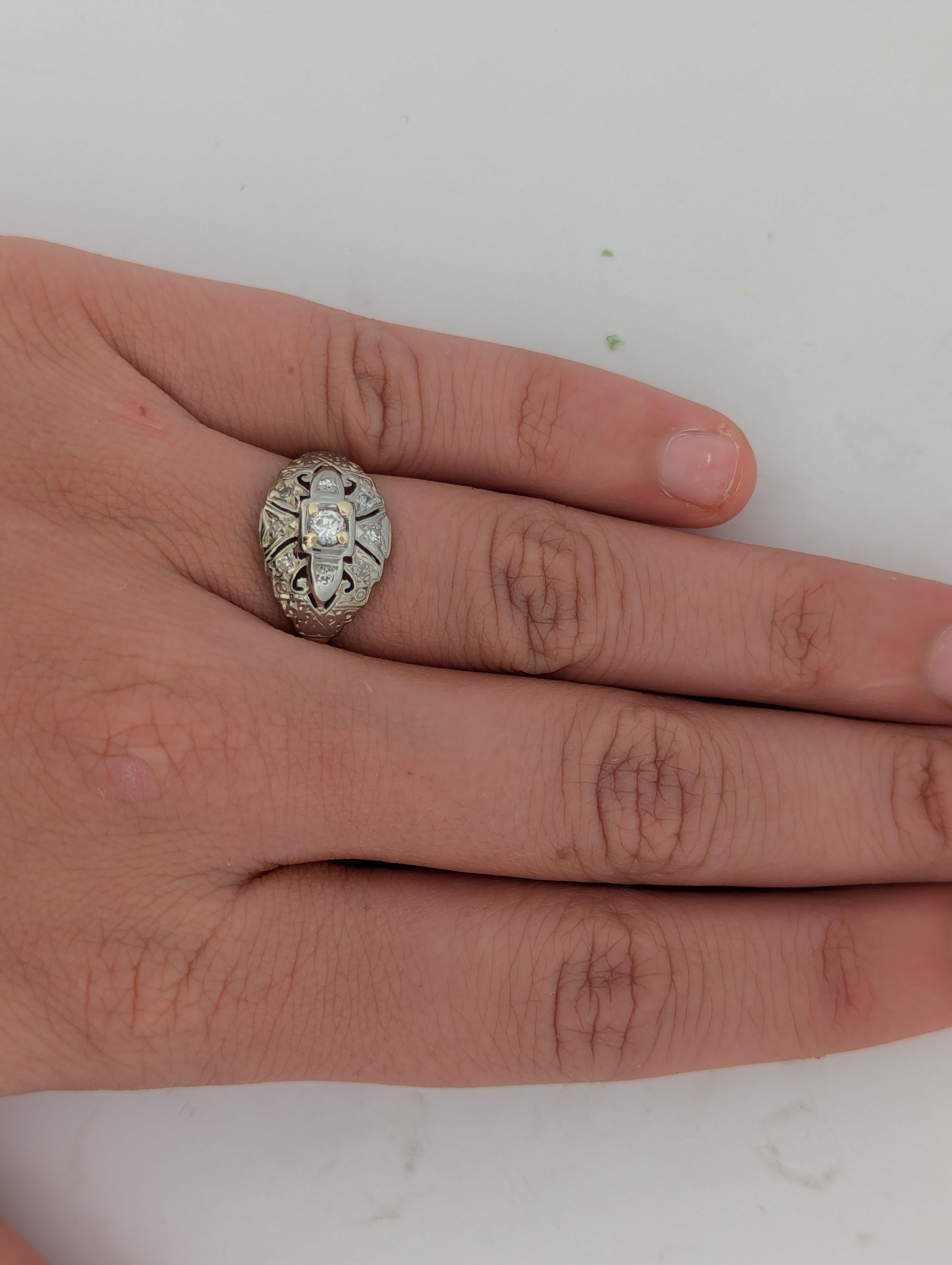 Antique Cushion Cut Hedda 10k Yellow Gold Diamond Ring – Size 7 Fine Jewelry For Sale
