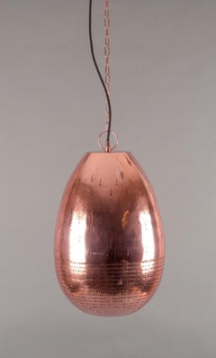 Hedemann, Denmark. Large "Chili" ceiling pendant in copper-patinated metal.