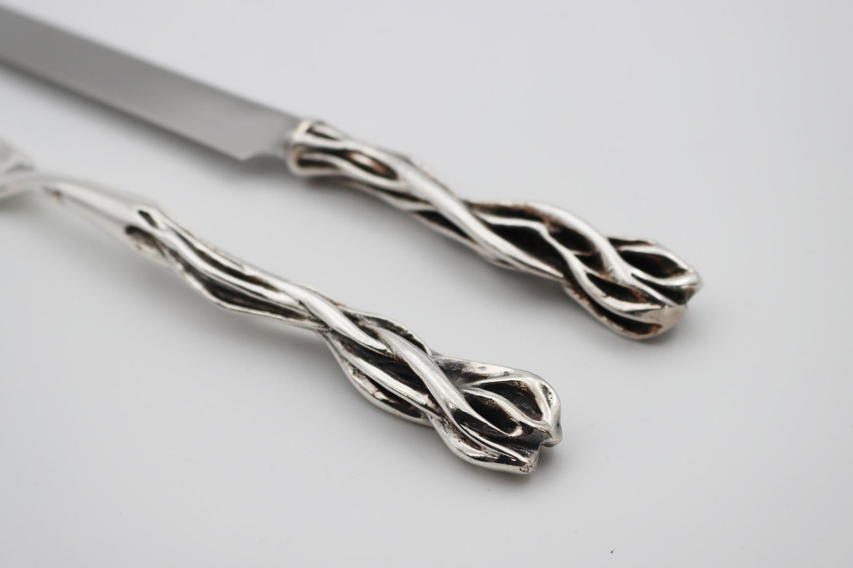 Modern HEDERA Set of 2 pieces in Silver Bronze or Gold Bronze For Sale