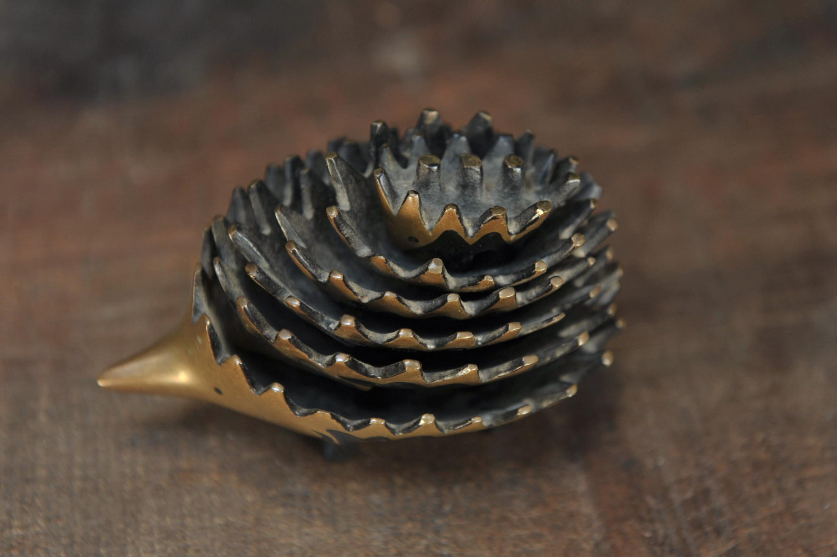 Mid-Century Modern Hedgehog Bronze Ashtray by Walter Bosse, circa 1950 For Sale