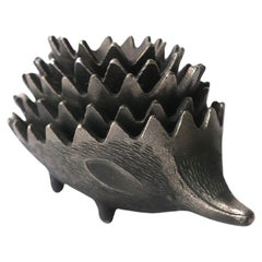 Retro Hedgehog Metal Bowls Object or Ashtray Set in the Style of Artist Walter Bosse