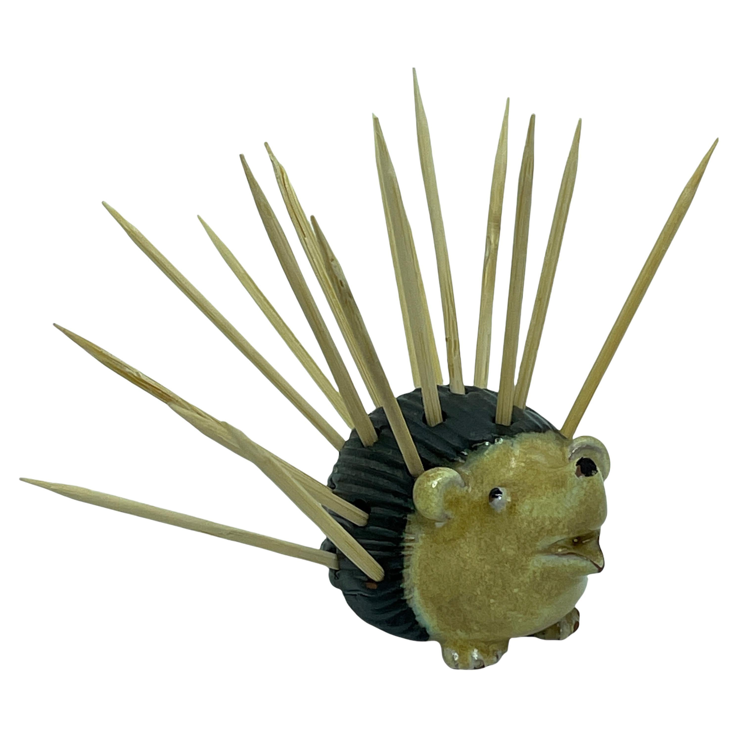 Hedgehog Midcentury Ceramic Toothpick Stand Leopold Anzengruber, Vienna Austria For Sale