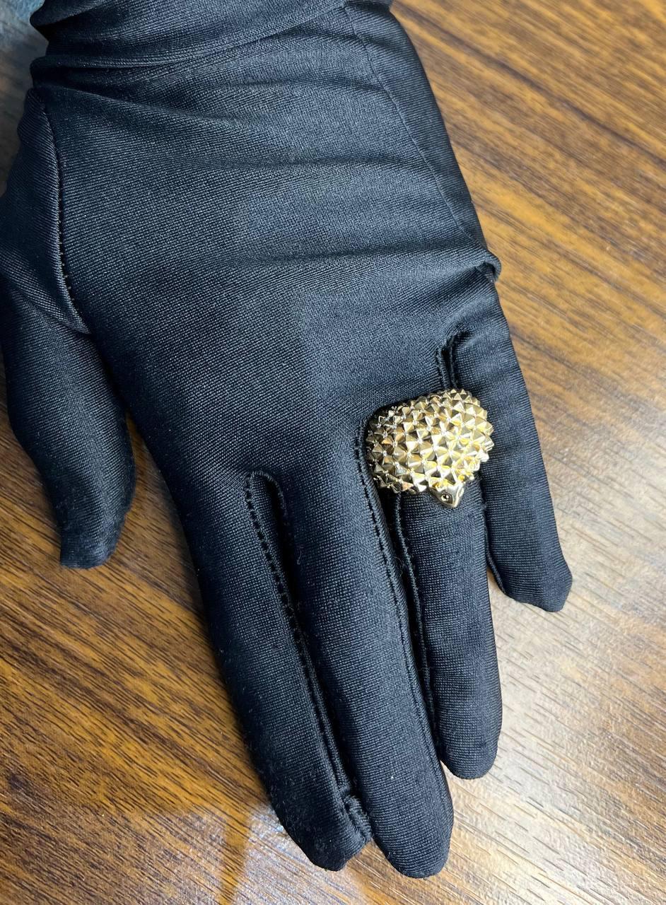 Hedgehog Spikey Emerald Eyes 18K Gold Statement Unique Cute Animal Ring For Sale 6