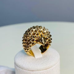 Hedgehog Spikey Emerald Eyes 18K Gold Statement Unique Cute Animal Ring